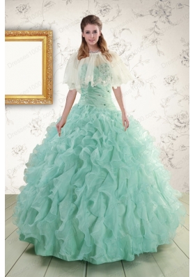 2015 Cheap Sweetheart Beading Quinceanera Dresses in Apple Green