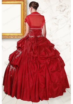 2015 Fashionable Wine Red Sweetheart Quinceanera Dresses with Embroidery