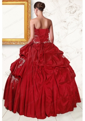2015 Fashionable Wine Red Sweetheart Quinceanera Dresses with Embroidery