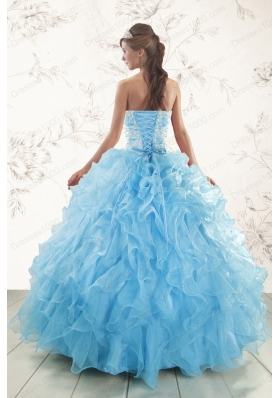 Cheap Aqua Blue Ball Gown Sweetheart Beading Sweet 16 Dresses