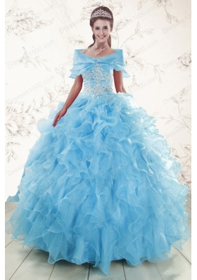 Cheap Aqua Blue Ball Gown Sweetheart Beading Sweet 16 Dresses