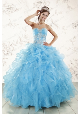 Cheap Aqua Blue Ball Gown Sweetheart Beading Sweet 16 Dresses