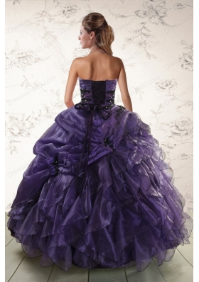 Cheap Sweetheart Appliques Purple Quinceanera Dress for 2015
