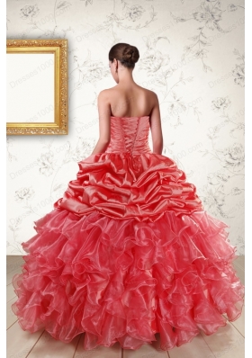 Cheap Sweetheart Beading Quinceanera Dresses in Watermelon