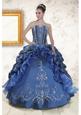 Cheap Sweetheart Navy Blue Quinceanera Dresses with Beading