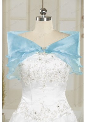 Fashionable Beading Ruffles Aqua Blue Organza Quinceanera Dresses for 2015