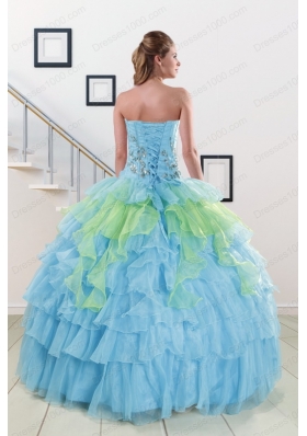 Fashionable Beading Strapless Multi-color Quinceanera Dress for 2015