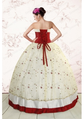 Fashionable Multi Color 2015 Quinceanera Gowns with Appliques and Bowknots