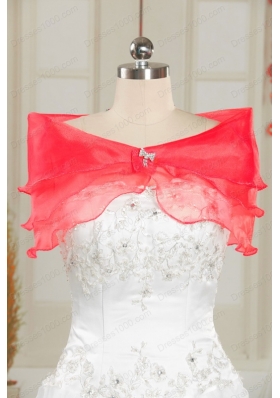 Fashionable Rolling Flower Beading 2015 Quinceanera Dresses in Coral Red