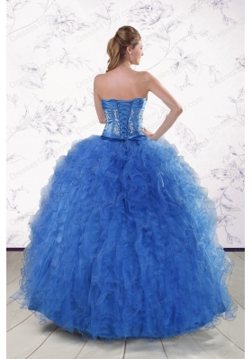 Fashionable Royal Blue 2015 Quinceanera Dresses with Appliques and Ruffles