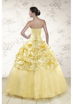 Fashionable Yellow Sweetheart Ball Gown Quinceanera Dresses for 2015