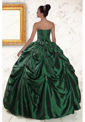 Most Popular Appliques Quinceanera Gowns in Dark Green