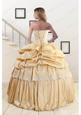 Most Popular Champagne Quinceanera gowns with Appliques
