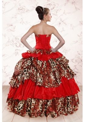 Most Popular Leopard Multi-color 2015 Quinceanera gowns with Strapless