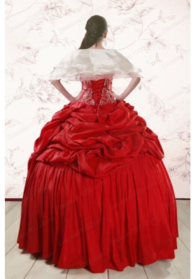 Most Popular Red Affordable Sweetheart Beading Quinceanera gowns