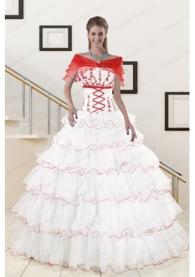 Most Popular Ruffeld Layers 2015 Quinceanera Gowns with Appliques