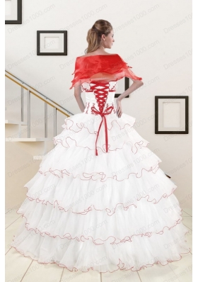 Most Popular Ruffeld Layers 2015 Quinceanera Gowns with Appliques