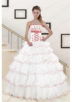 Most Popular Ruffeld Layers 2015 Quinceanera Gowns with Appliques