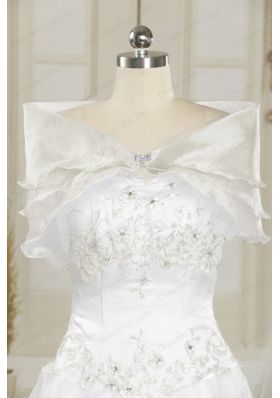 Most Popular White Strapless 2015 Quinceanera gowns with Beading