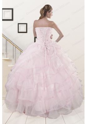 2015 New Style Baby Pink Quinceanera Dresses with Beading and Ruffles