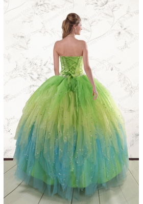 2015 New Style Beading and Ruffles Quinceanera Dresses in Multi Color