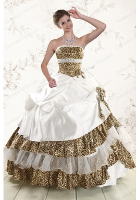 2015 New Style Leopard Quinceanera Dresses with Hand Made Flower