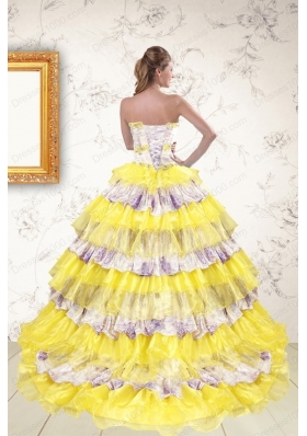 2015  New Style Printed and Ruffles Multi Color Quinceanera Dresses