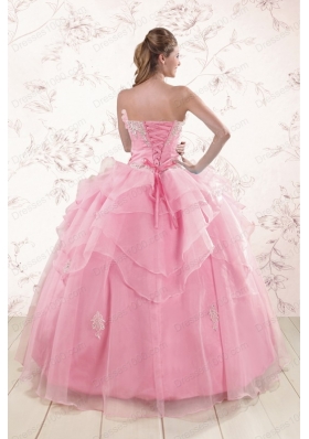 New Style Appliques Baby Pink Dresses for Quinceanera