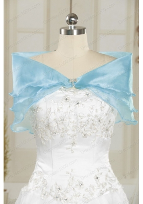 New Style Aqua Blue Quinceanera Dresses with Beading and Flowers