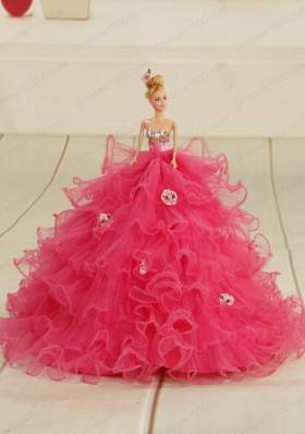 New Style Hot Pink Sweet 15 Dresses with Appliques and Ruffles