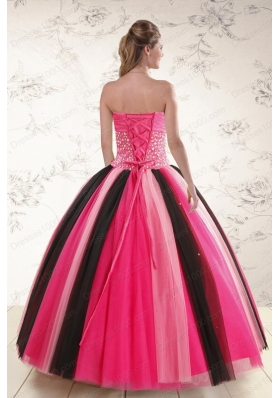 New Style Multi Color Sweet 15 Dresses with Beading for 2015