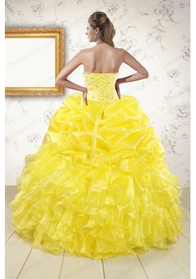 New Style Sweetheart Yellow Quinceanera Dresses with Beading