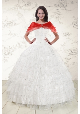 New Style White Sequins Ball Gown Quinceanera Dresses for 2015