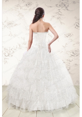 New Style White Sequins Ball Gown Quinceanera Dresses for 2015