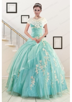 Most Popular Blue Quinceanera Gowns with Appliques for 2015