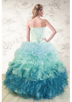 most popular Multi Color  Quinceanera Gowns with Beading and Ruffles