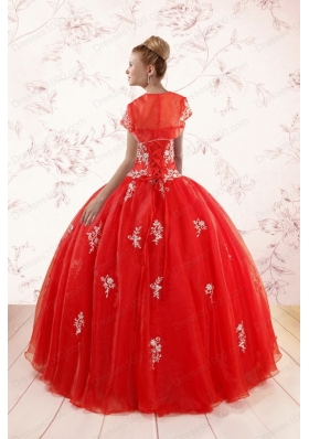 Most Popular Red Puffy Quinceanera Gowns with Appliques