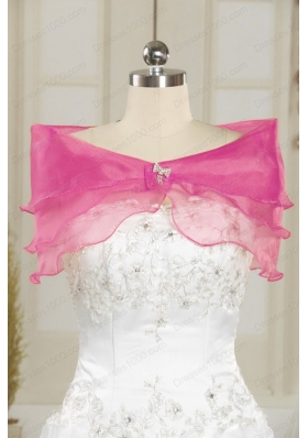 most popular Straps Hot Pink Quinceanera Gowns with Beading