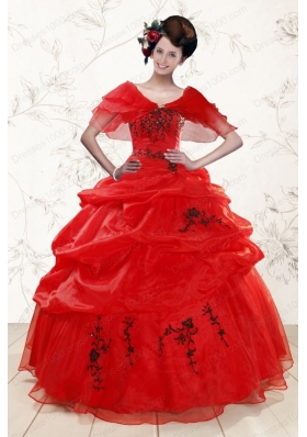 most popular Sweetheart Red Quinceanera Gowns With Applique for 2015