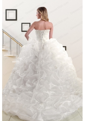 fashionable Appliques White Brush Train Quinceanera Dresses with Appliques and Pick Ups