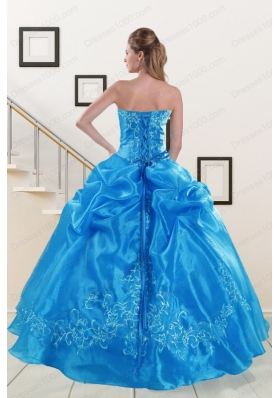 fashionable Baby Blue 2015 Quinceanera Dresses with Embroidery