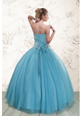 fashionable Ball Gown Beaded Quinceanera Dress in Baby Blue