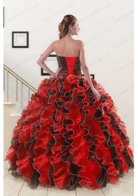 fashionable Beaded Sweetheart Organza Quinceanera Dress in Multi-color