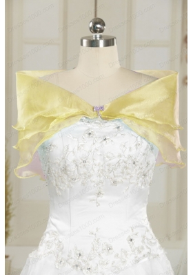 Fashionable Appliques Quinceanera Dress in Light Yellow For 2015