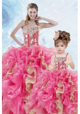 2015 Luxurious Beading and Ruffles Organza Princesita Dress in Multi-color