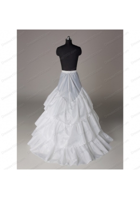 Unique Organza A Line Sweep Train White Petticoat