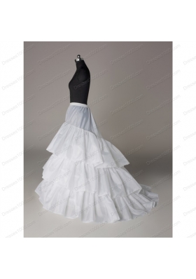 Unique Organza A Line Sweep Train White Petticoat