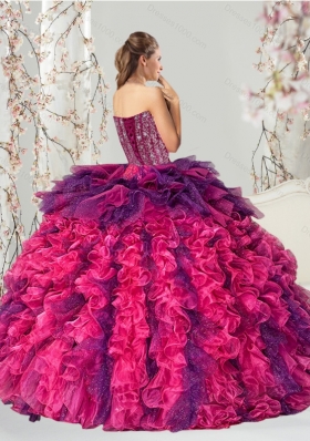 2015 Detachable Multi Color Quince Dresses with Beading and Ruffles