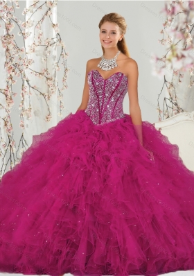 Designer and  Detachable Beading and Ruffles Dresses for Quince in Red for 2015