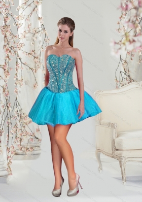 Detachable and Designer Aqua Blue Sweet 15 Dresses with Beading and Ruffles for 2015